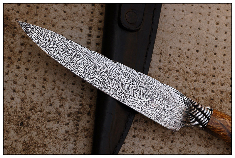 Integral Cable Damascus Criollo Knife with Rope Handle