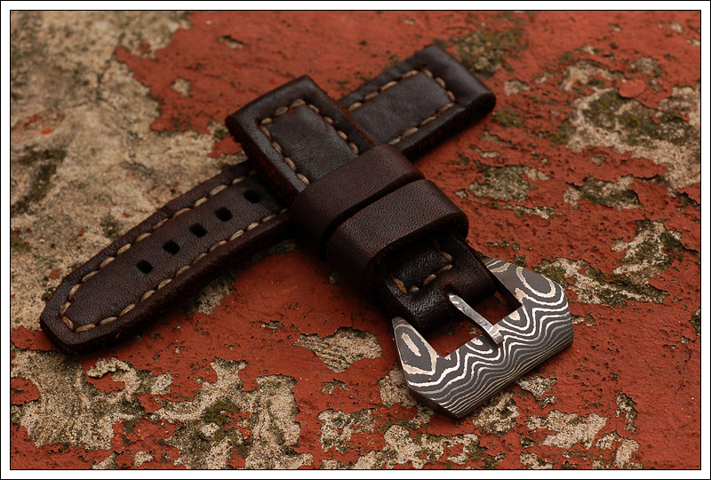 Kobold Damascus Buckle (PAM Style) and Leather Strap
