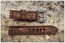 Lizzard Strap and Stainless Damascus Watch Buckle