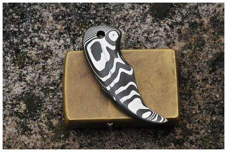 Big Stainless Damascus Bear Claw Pendant