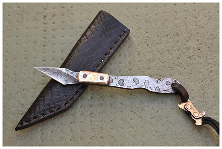 Motorcycle Chain San Mai Damascus Pocket Scalpel