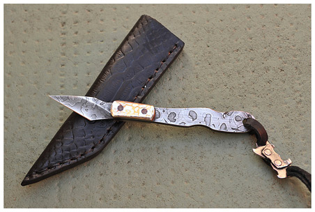 Motorcycle Chain San Mai Damascus Pocket Scalpel