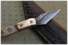 Motorcycle Chain San Mai Damascus Pocket Scalpel