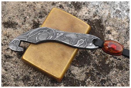 Chain San Mai Damascus Bottle Opener