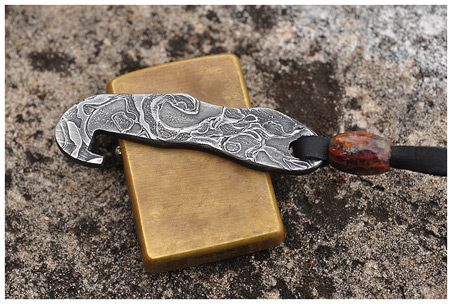 Chain San Mai Damascus Bottle Opener