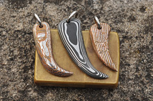 Stainless Damascus and Mokume Bear Claw Pendants