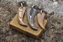 Stainless Damascus and Mokume Bear Claw Pendants