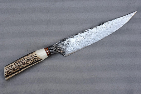 Integral Cable Damascus and Stag Field Knife