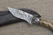 Cable Damascus Integral Recurve EDC Knife