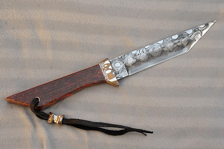 Motorcycle Chain San Mai Damascus Tanto Knife