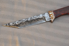 Motorcycle Chain San Mai Damascus Tanto Knife