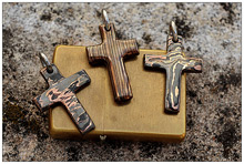 Stainless Damascus and Mokume Crosses and Crucifixes