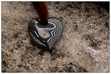 Stainless Damascus and Mokume Heart Pendants