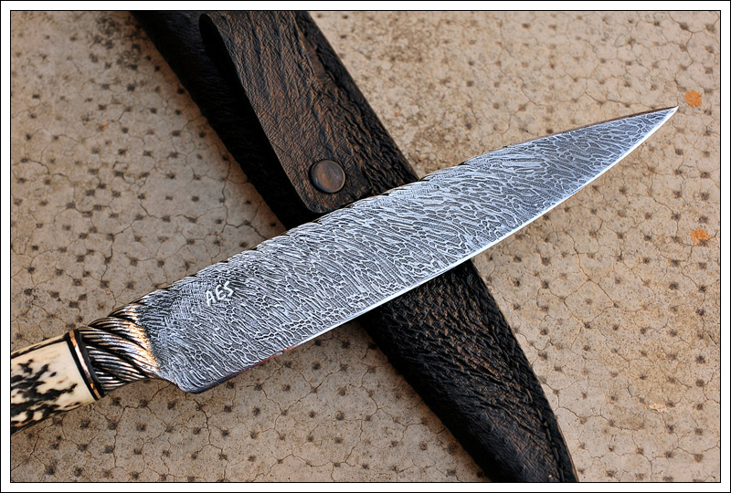 Cable Damascus Integral Knife