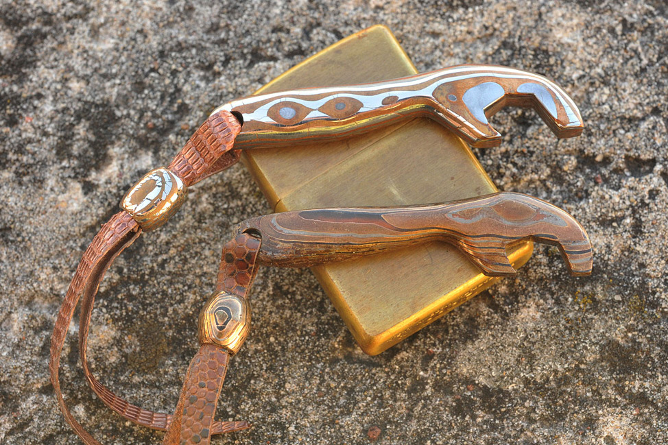 Assorted Damascus and Mokume EDC Tools