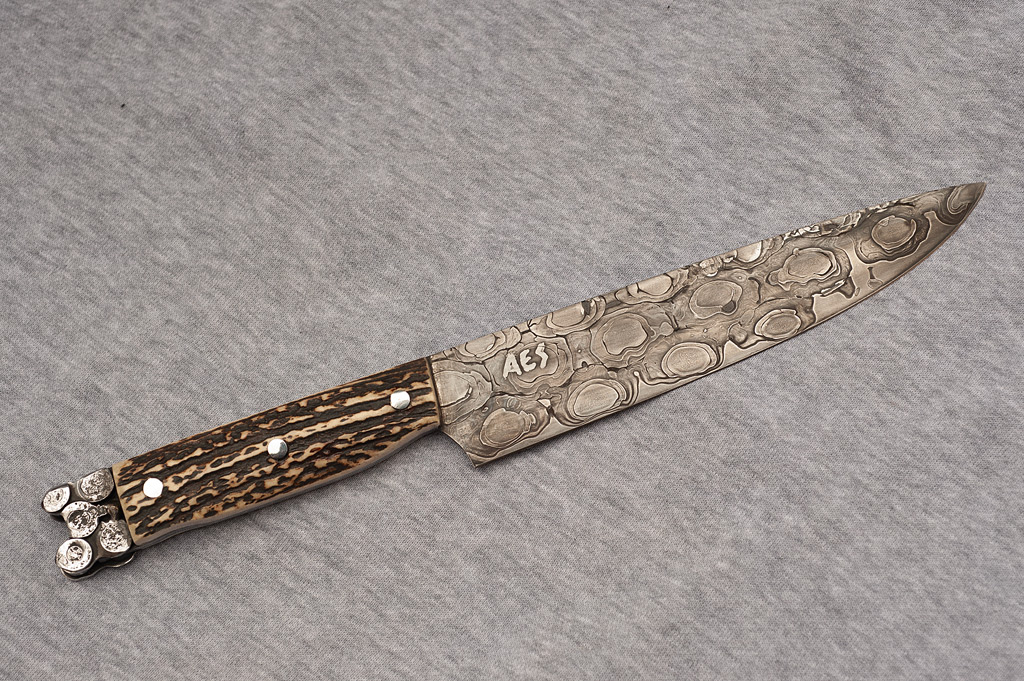 Motorcycle Chain San Mai Damascus Chef Knife