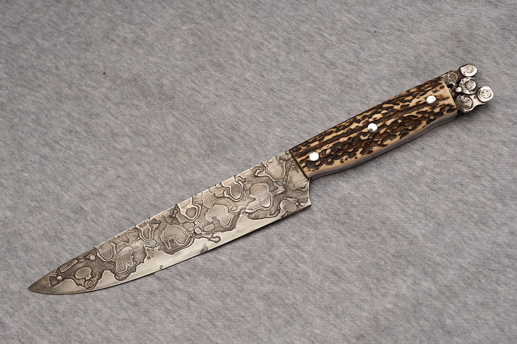Motorcycle Chain San Mai Damascus Chef Knife