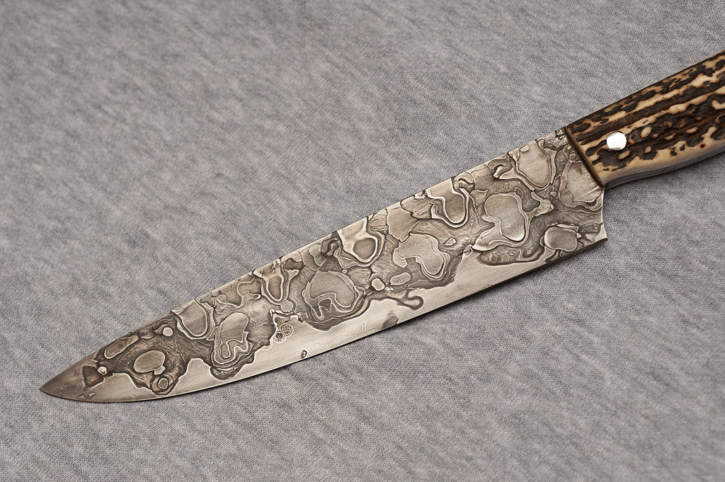 Motorcycle Chain San Mai Damascus Chef Knife