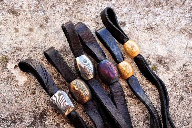 Assorted Damascus and Mokume Lanyard Beads