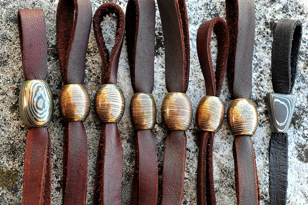 Assorted Damascus and Mokume Lanyard Beads