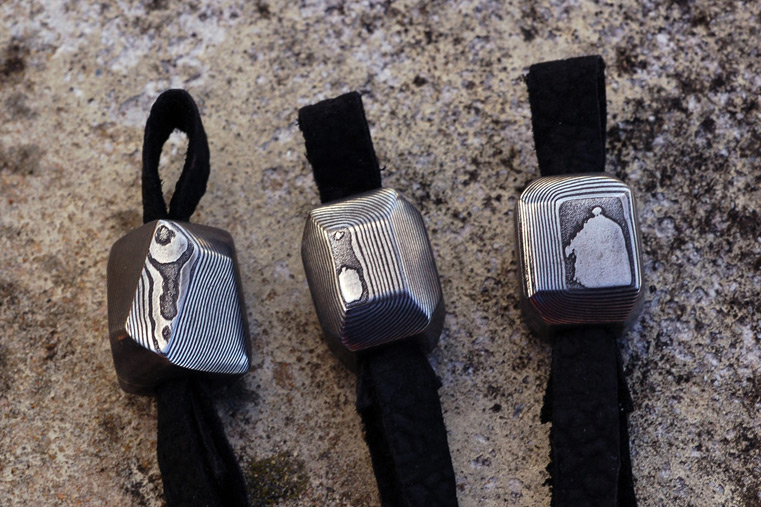 Assorted Damascus and Mokume Lanyard Beads