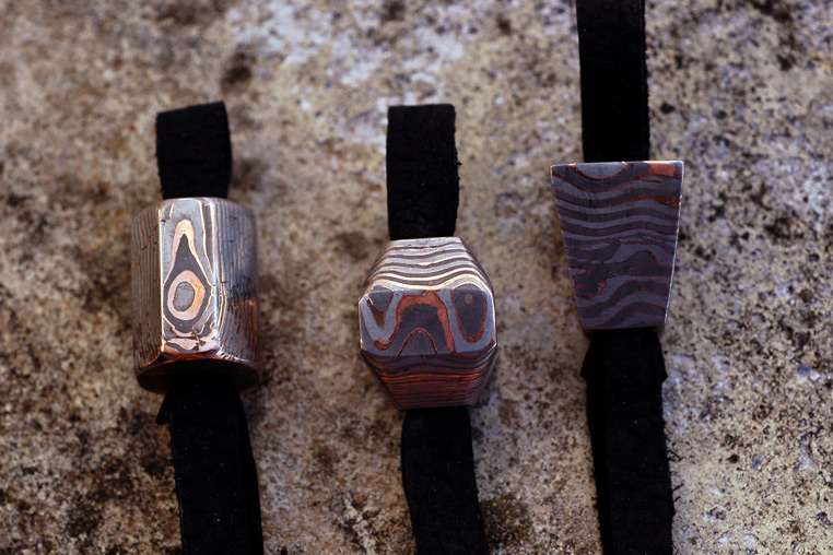 Assorted Damascus and Mokume Lanyard Beads