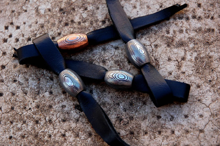 Assorted Damascus and Mokume Lanyard Beads
